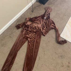 Brown Velour Sweatsuit S